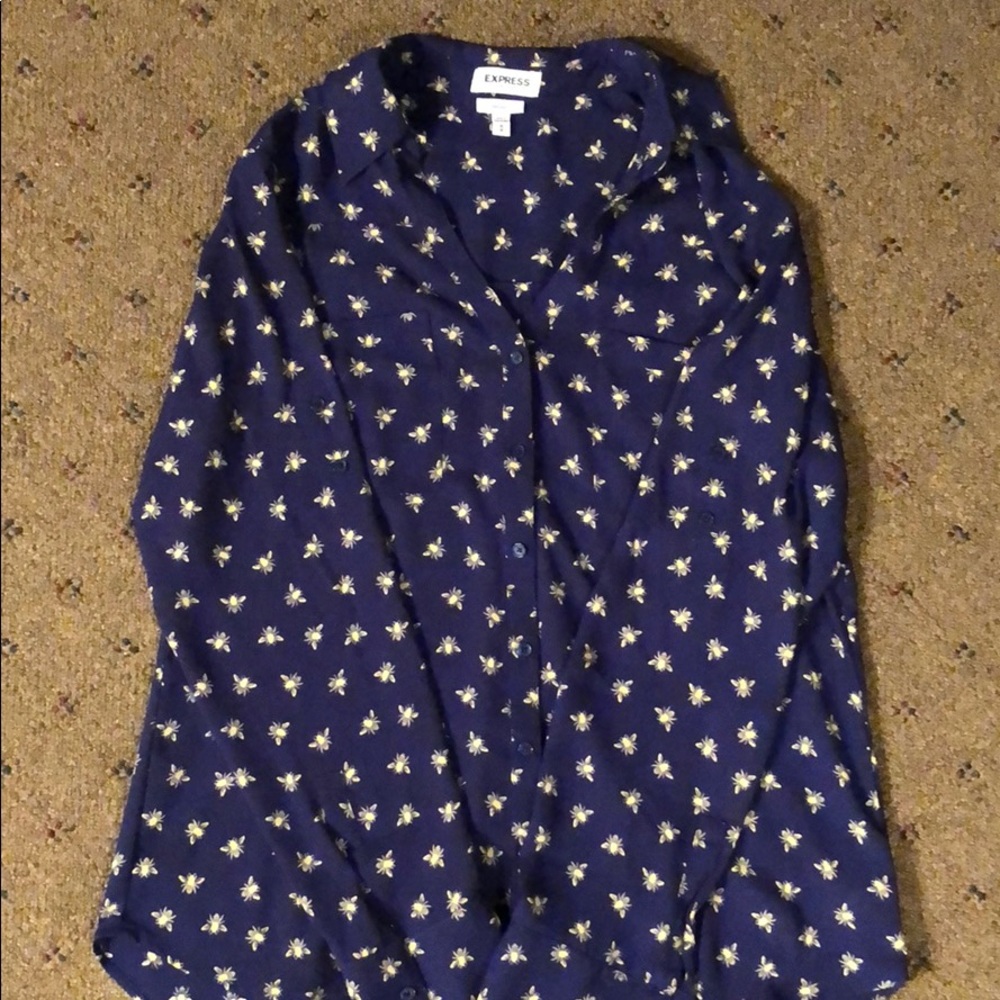 Lightweight Button Down Dress Blouse - Bumble Bees